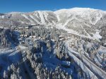 Aerial view of the ski runs at the resort 